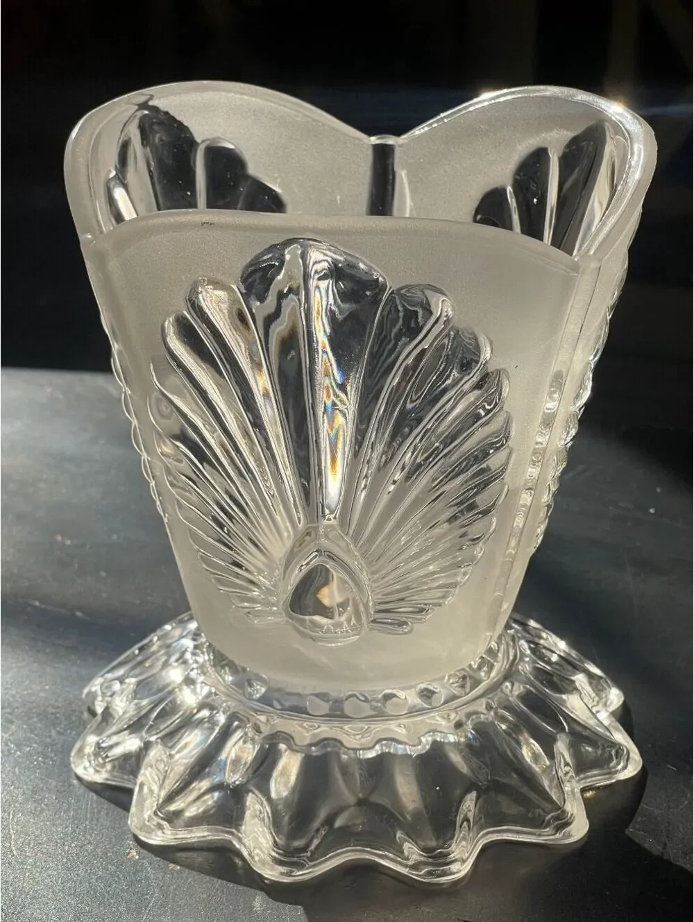 Vintage Bawta Glass/ Godinger/Coquille Shell Vase-2 Piece Convertible Set 1970s